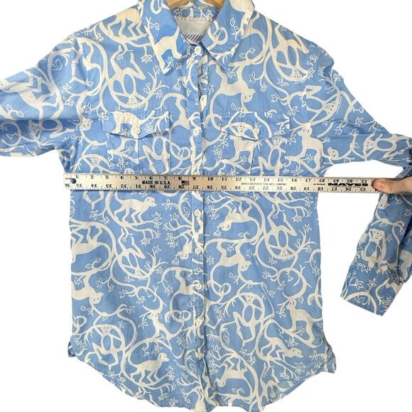 Lilly Pulitzer Size SMALL Button Up Blouse Monkey Print Preppy Shake it Up Beach - Picture 7 of 12